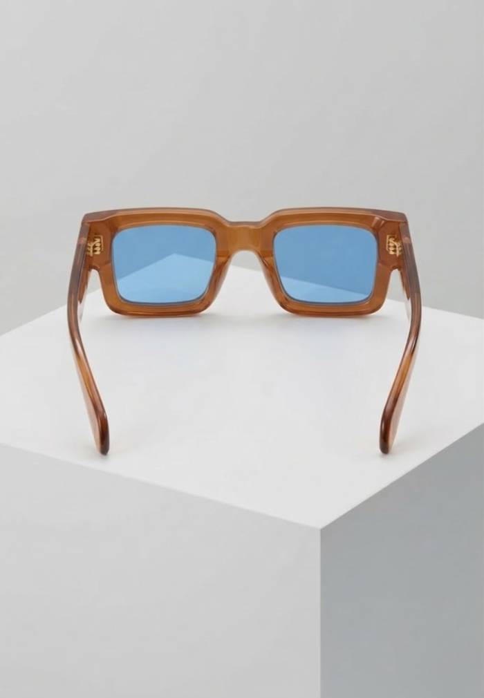 Solaris Bold Sunglasses – Amber Frame / Blue Lens